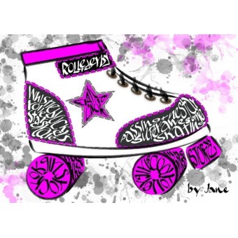 Roller Derby luistimet Greeting Card by Calligraphy Arts 2