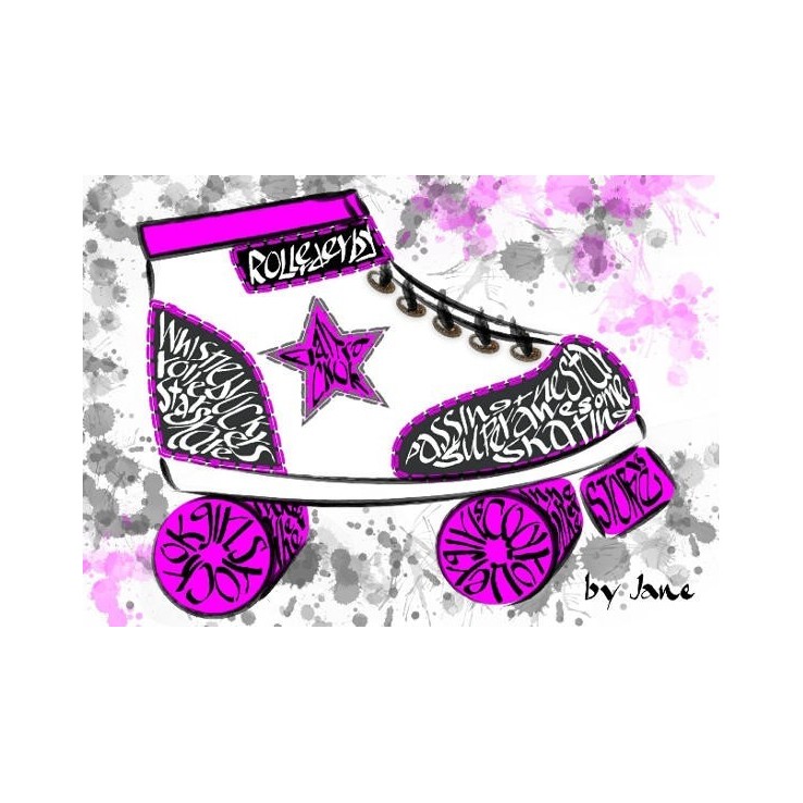 Roller Derby Themed Hälsningskort med kalligrafi formulering