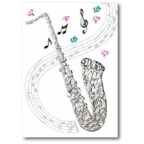 Tarjeta de la celebración saxofón