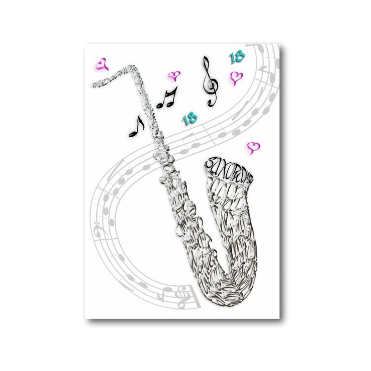 Music themed greeting card for saxophone lovers