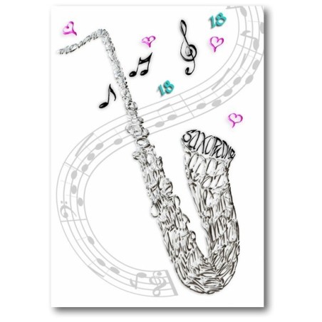 Music themed greeting card for saxophone lovers