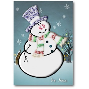 Lumiukko - Joulukortti
