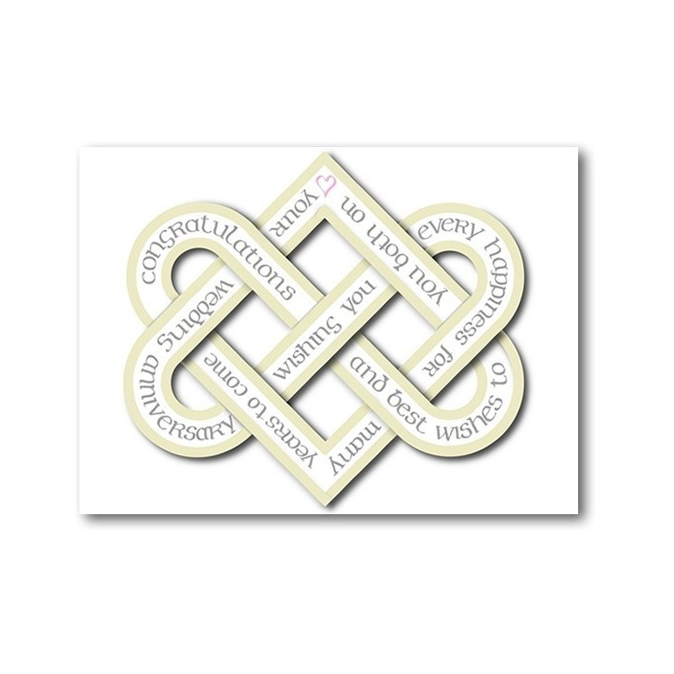 Håndlavet bryllupsdagskort med sammenflette hjerter