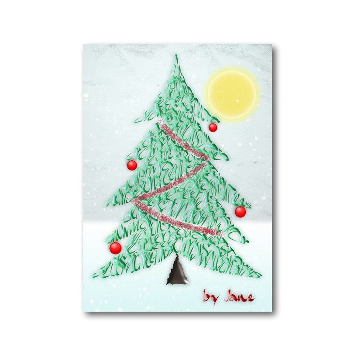 Christmas Tree Calligraphy Card