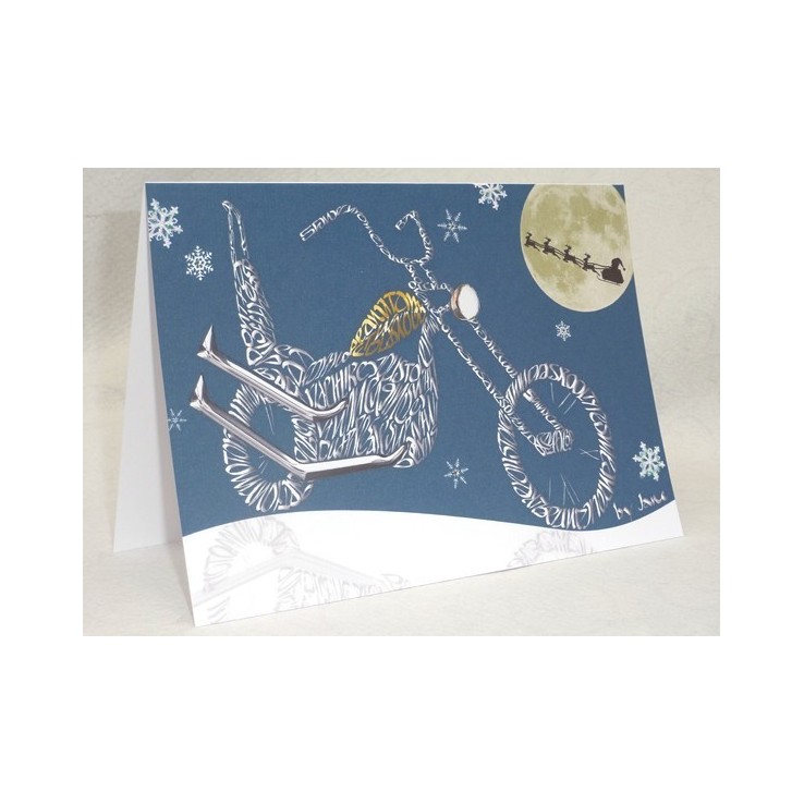 Vieille moto école - carte de Noël