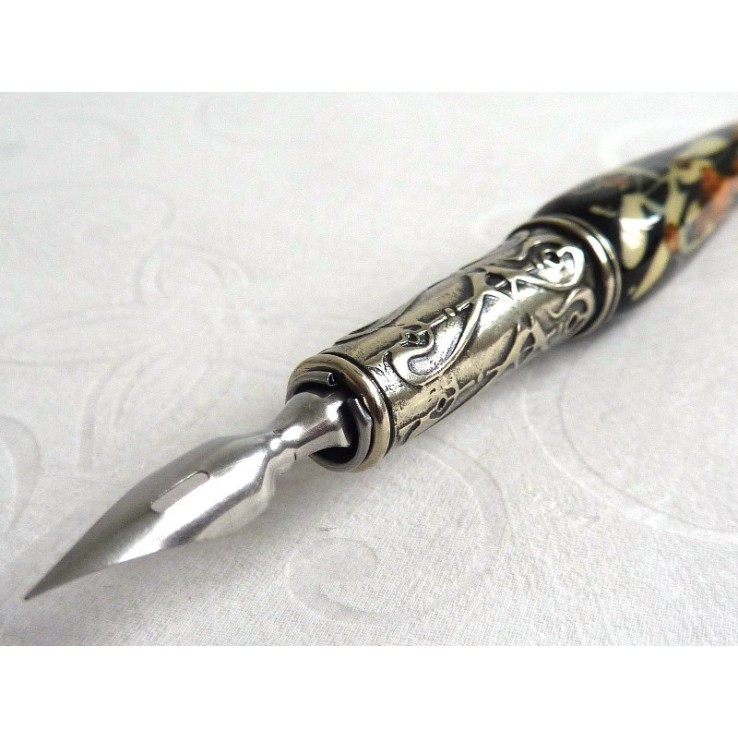 Bladgoud glas kalligrafie pen en inkt Bladgoud glas kalligrafie pen en inkt
