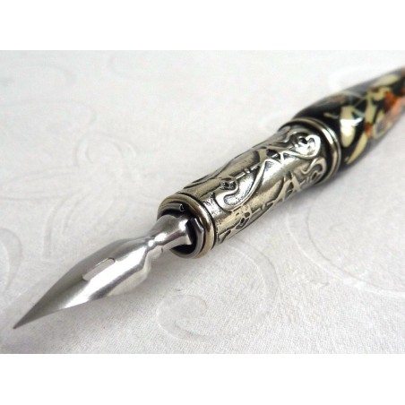 Hoja de oro de cristal Caligrafía Pluma y tinta