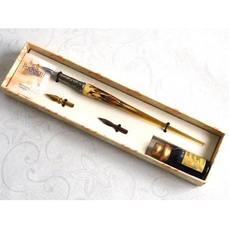 Gold Leaf Glass Calligraphy Pen & Ink