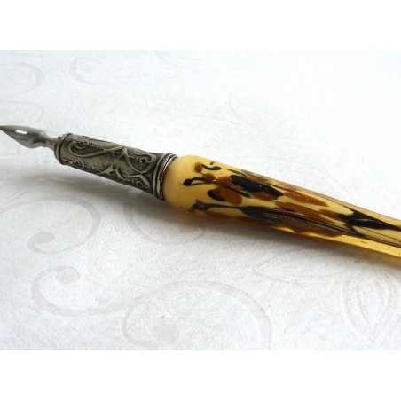 Gold Leaf Glass Calligraphy Pen & Ink