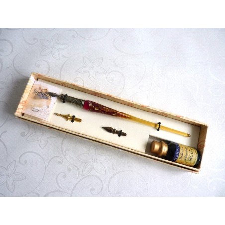 Hoja de oro de cristal Caligrafía Pluma y tinta