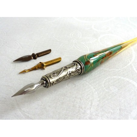 Gold Leaf Glass Calligraphy Pen & Ink