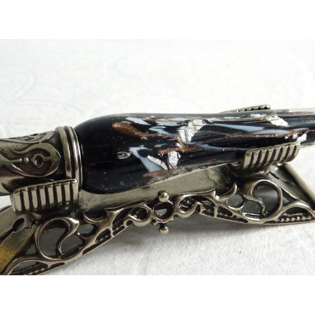 Feuille d'argent stylo de calligraphie en verre avec porte-stylo