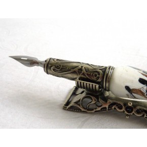Silver Leaf Glass Calligraphy Pen Set With Pen Rest