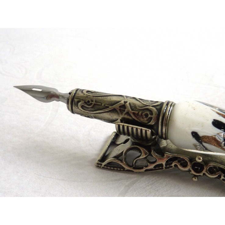 Feuille d'argent stylo de calligraphie en verre avec porte-stylo Feuille d'argent stylo de calligraphie en verre avec porte-stylo