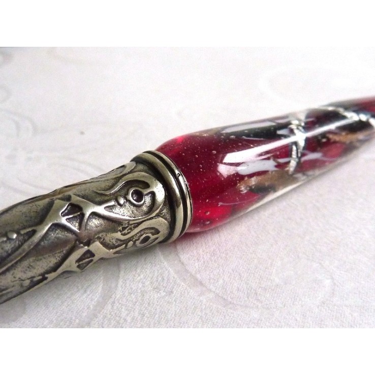 Feuille d'argent stylo de calligraphie en verre avec porte-stylo Feuille d'argent stylo de calligraphie en verre avec porte-stylo