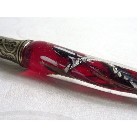 Silver Leaf Glass Calligraphy Pen Set With Pen Rest