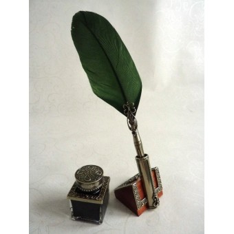 Sulka kynä, mustepullo ja kynäteline 2