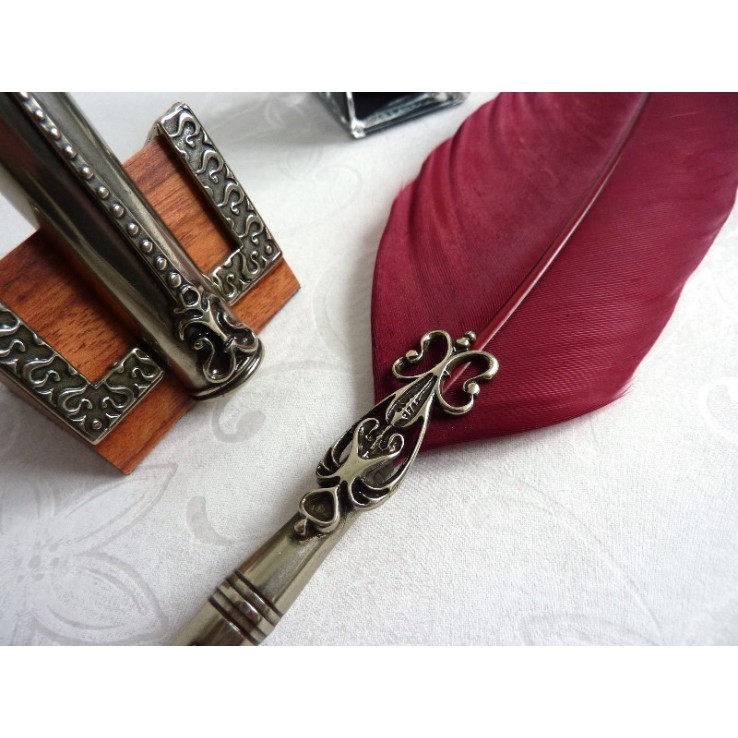 Feather Quill Dip Pen Inkwell & Pen Holder Feather Quill Dip Pen Inkwell & Pen Holder
