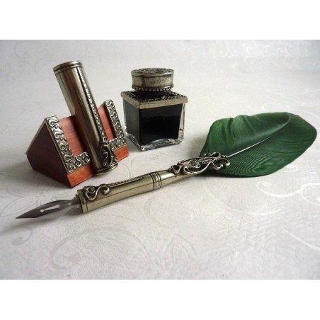 Bortoletti Punta verde pluma Dip Pen Inkwell & Pen Holder