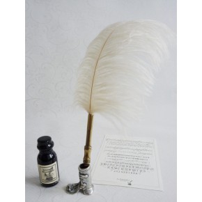 Ostrich feather calligraphy pen - White
