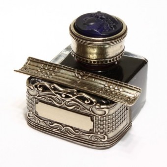 Bortoletti CAL60 Vivaldi Bronce y Glass Inkwell con tapa de camafeo