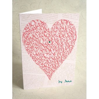 Rakkaus sydän Vintage Rose Greeting Card by Calligraphy Arts