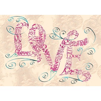 Vintage Liebe wirbelt Grußkarte von Calligraphy Arts