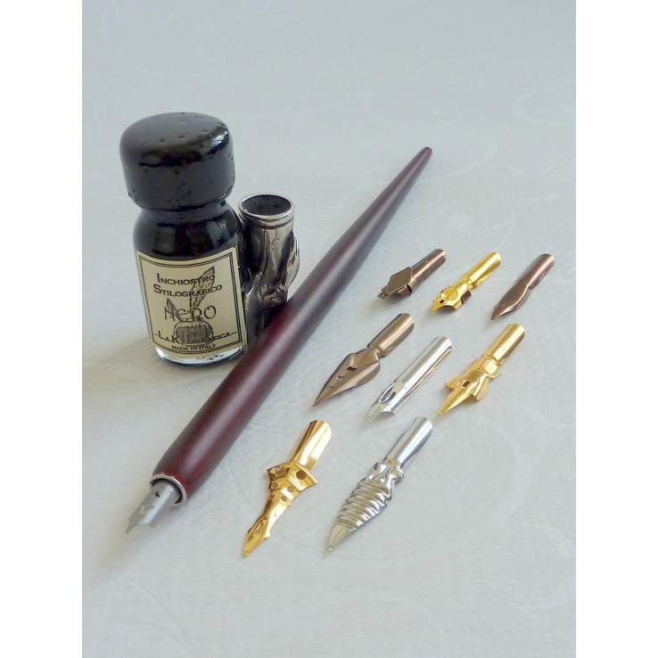 Holz Dip Pen 9 Nibs, Tinte und Stifthalter Holz Dip Pen 9 Nibs, Tinte und Stifthalter