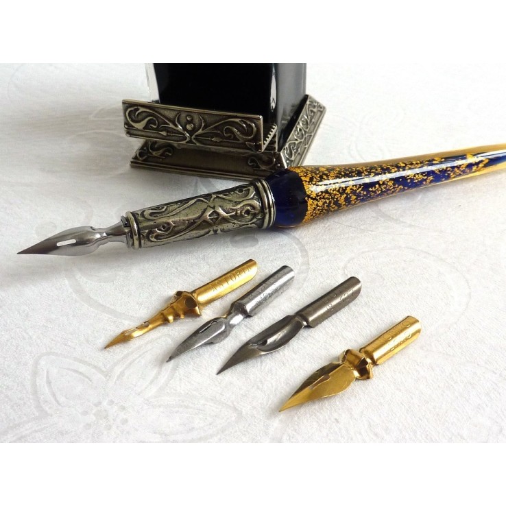 Set di penne per calligrafia in vetro - Foglia d'oro Set di penne per calligrafia in vetro - Foglia d'oro