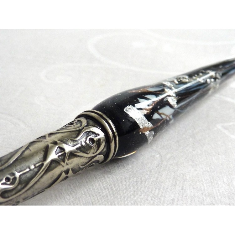 Silver Leaf Glass Calligraphy Pen & Ink