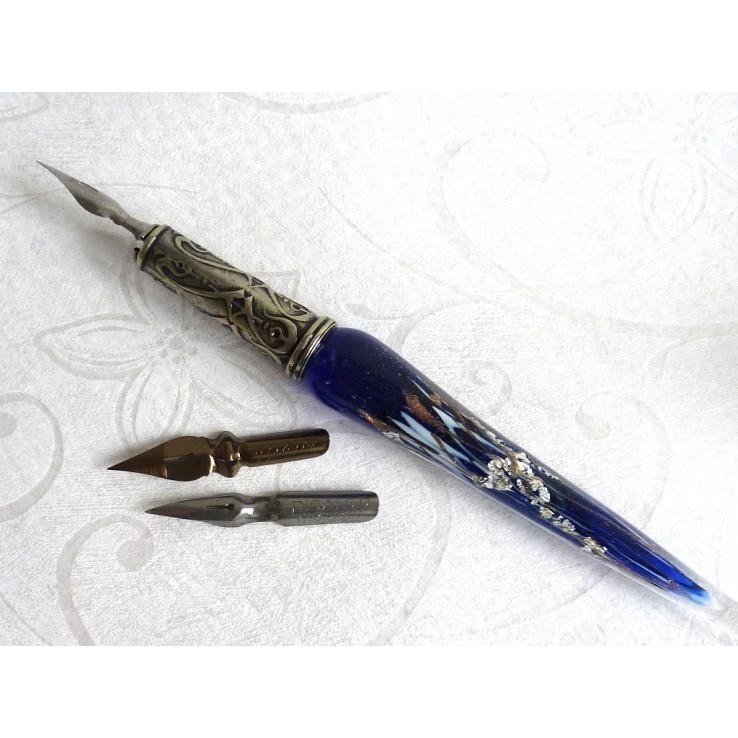 Zilveren blad glas kalligrafie pen en inkt Zilveren blad glas kalligrafie pen en inkt