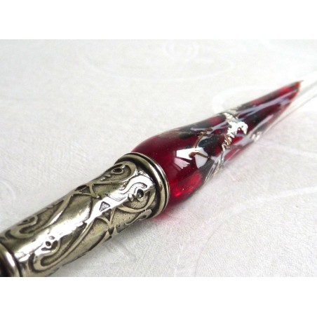 Zilveren blad glas kalligrafie pen en inkt