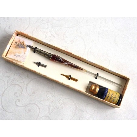 Sølv blad glas kalligrafi pen og blæk