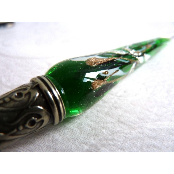 Stylo & encre de calligraphie en verre feuille d'argent Stylo & encre de calligraphie en verre feuille d'argent