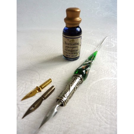 Silbernes Blatt-Glas-Kalligraphie-Feder und Tinte