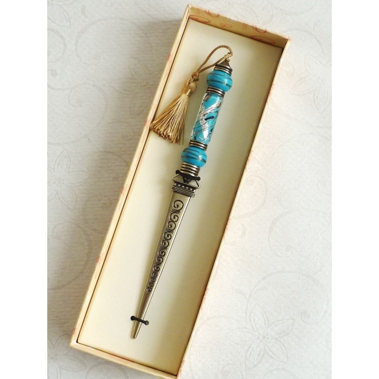 Turkoois Bortoletti Letteropener met decoratief Murano-glas