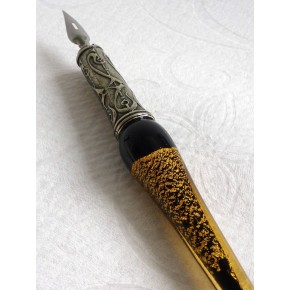 Foglia oro penna vetro calligrafia, pennini e inchiostro