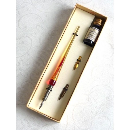 Blattgold Kalligraphiestift, Schreibfedern und Tinte