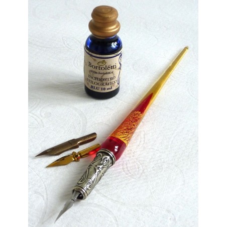 Gold Leaf Glass Calligraphy Pen Nibs & Ink