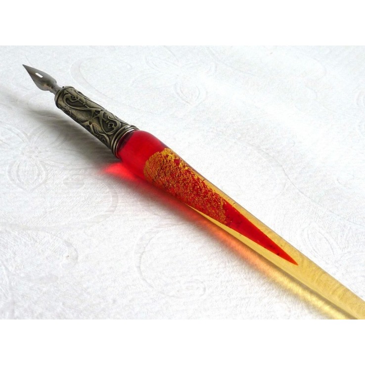 Gold Leaf Glass Calligraphy Pen Nibs & Ink Gold Leaf Glass Calligraphy Pen Nibs & Ink
