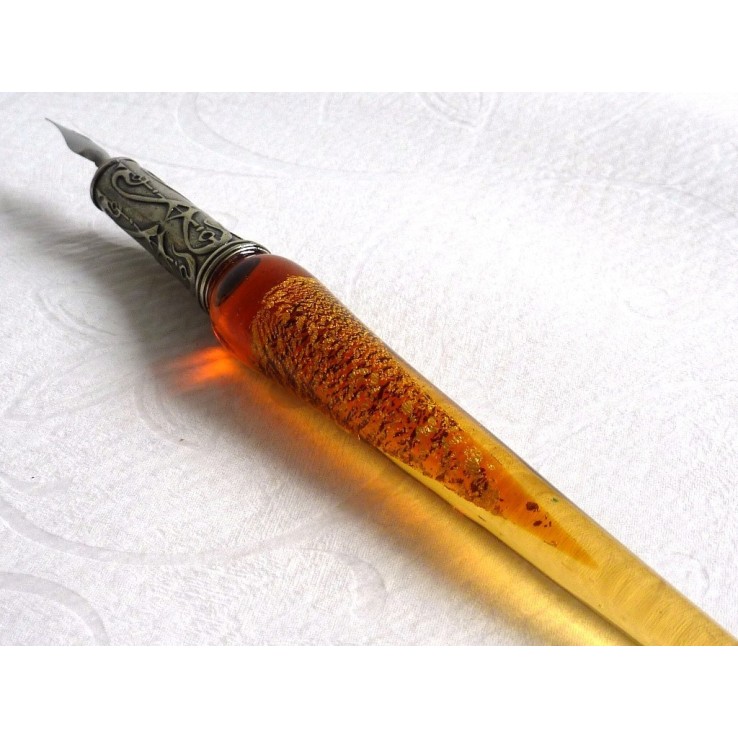 Gold Leaf Glass Calligraphy Pen Nibs & Ink Gold Leaf Glass Calligraphy Pen Nibs & Ink