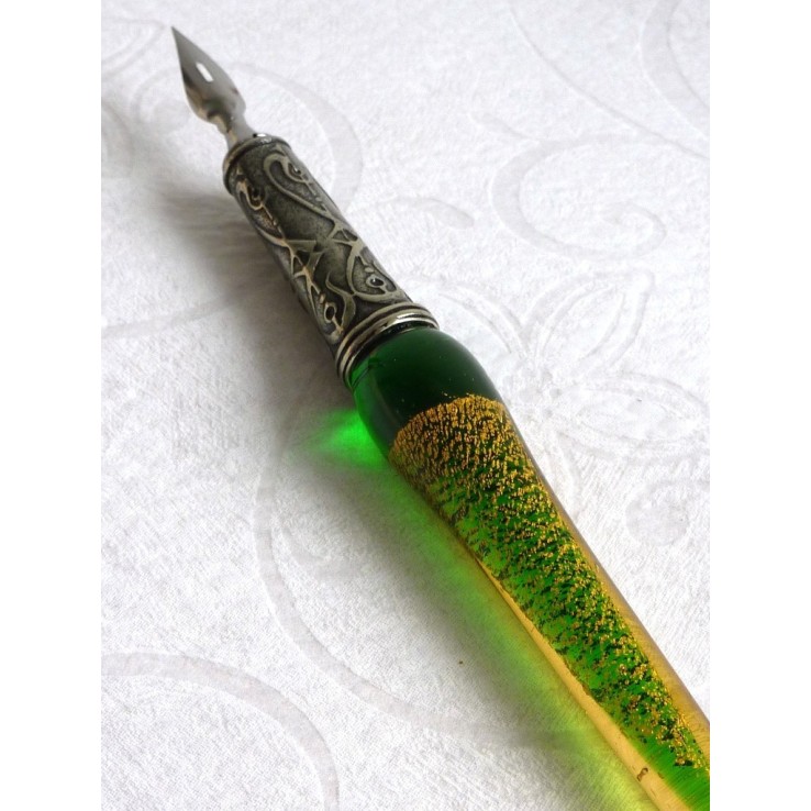 Gold Leaf Glass Calligraphy Pen Nibs & Ink Gold Leaf Glass Calligraphy Pen Nibs & Ink
