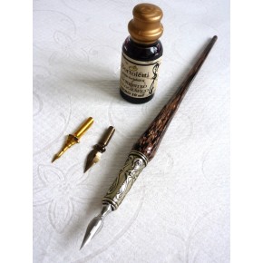 Koppar och glas kalligrafipenna