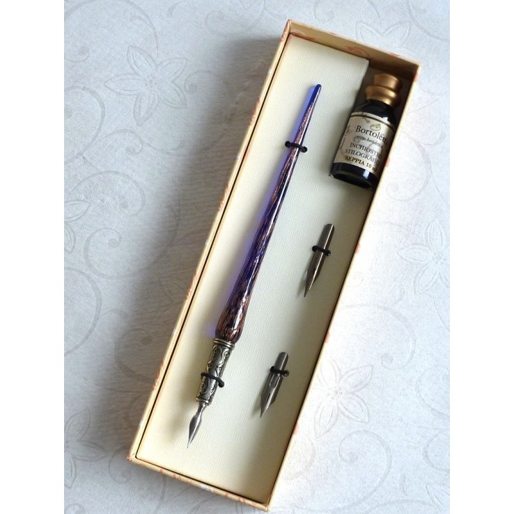 Stylo calligraphie cuivre et verre Stylo calligraphie cuivre et verre