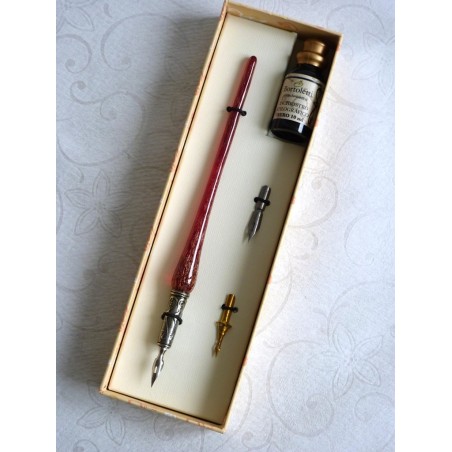 Stylo calligraphie cuivre et verre