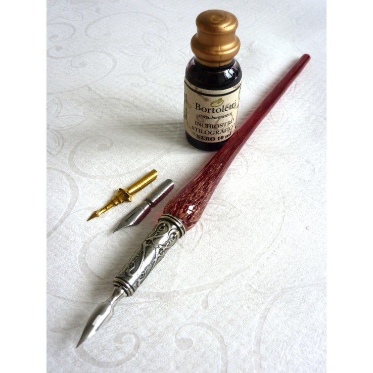 Stylo calligraphie cuivre et verre Stylo calligraphie cuivre et verre