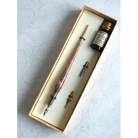 Stylo calligraphie cuivre et verre
