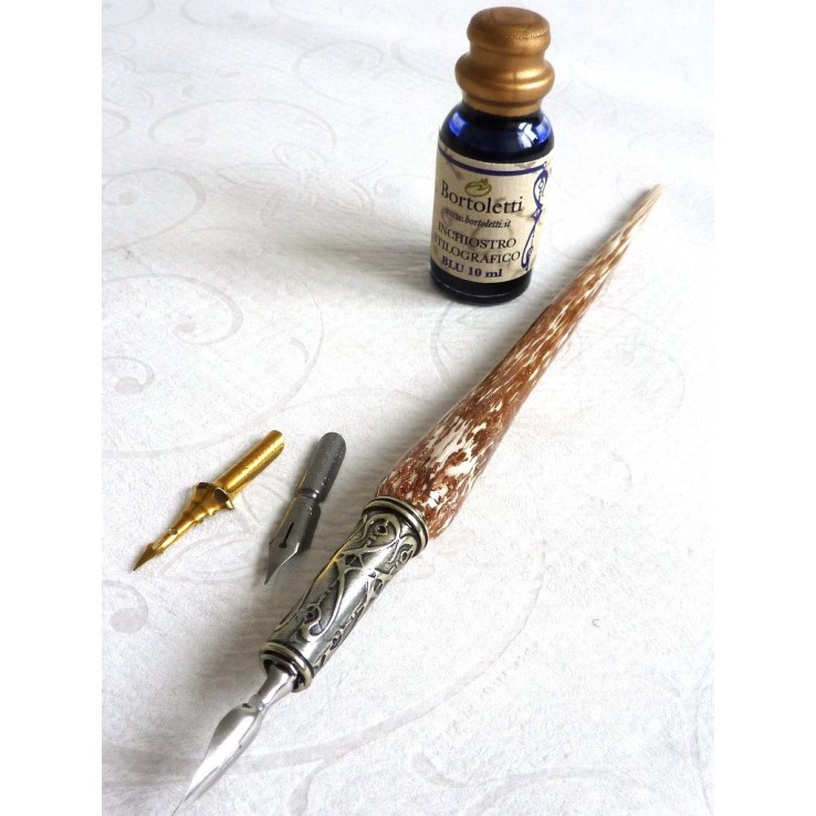 Stylo calligraphie cuivre et verre Stylo calligraphie cuivre et verre