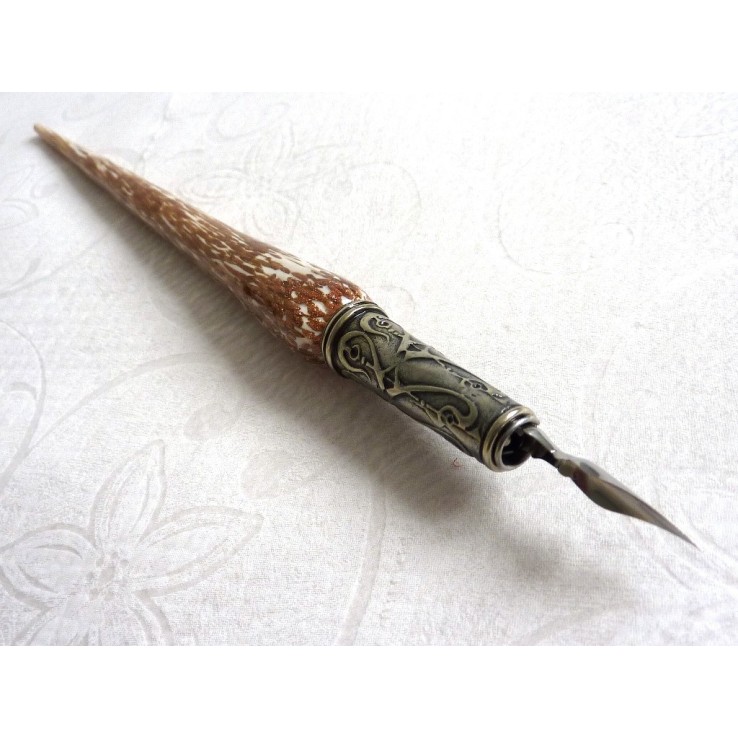 Stylo calligraphie cuivre et verre Stylo calligraphie cuivre et verre