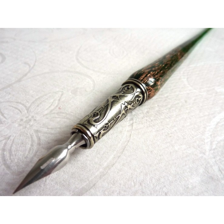 Stylo calligraphie cuivre et verre Stylo calligraphie cuivre et verre